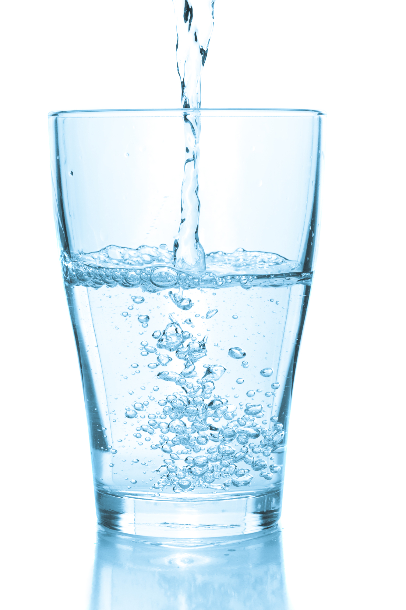 Water pouring into glass Water pouring into glass. White background